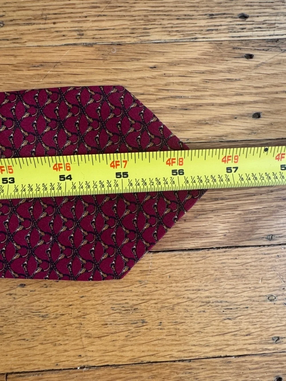 Bally Burgundy Silk Tie with Gold and Black Motif